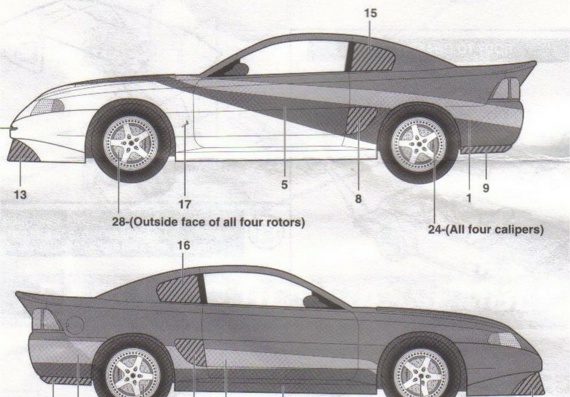 Ford Mustang Super Stallion - drawings (drawings) of the car